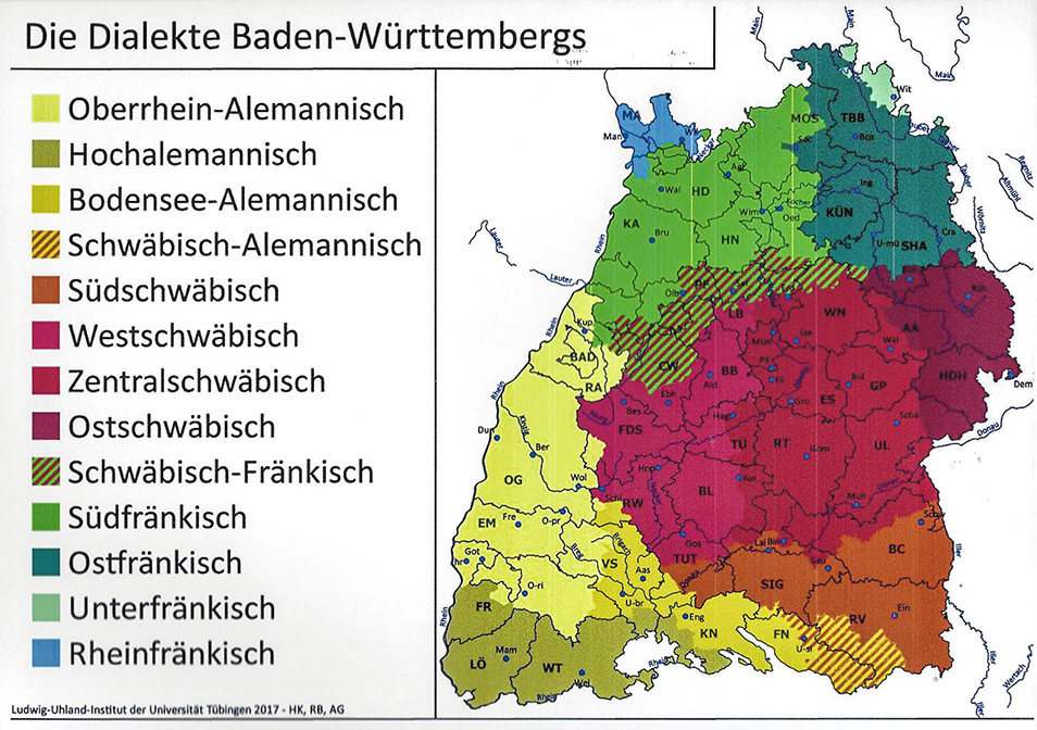 Abbildung 2: Die südwestdeutsche Dialektlandschaft